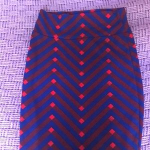 Navy blue and red lularoe pencil skirt